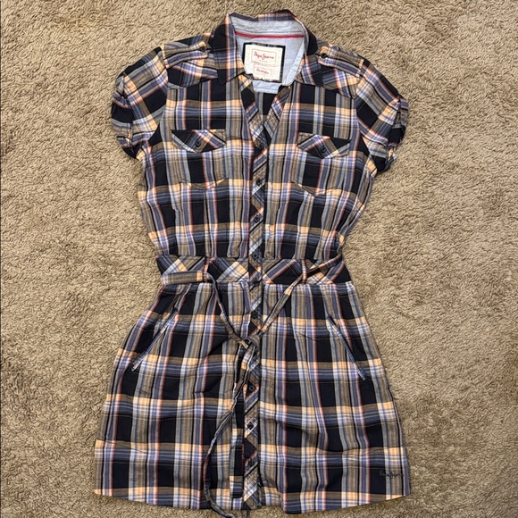 Pepe Jeans Dresses & Skirts - Pepe Jeans Plaid Belted Shirt Dress